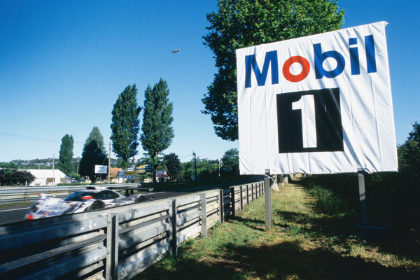 Mobil 1 sign at the side of Le Mans track in 1998